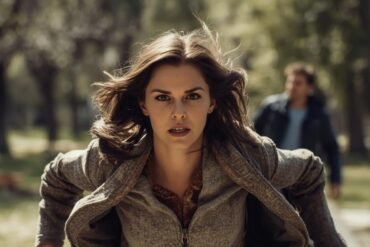 Femme dans un parc occupé à s'enfuir